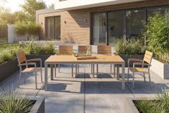 Moderner Gartentisch DESIGNO 205cm natur greige Aluminium wetterfest Outdoor-Esstisch