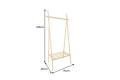 Massivholz Garderobe ZEN-BO 160cm natur Bambus Kleiderstange mit Ablage