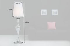 Edle Design Stehlampe LUCIE 160cm silber weiß Barock Stil Stehleuchte