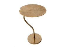 Handgearbeiteter Design Beistelltisch ABSTRACT LEAF 40cm gold