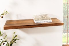 Massives Wandregal PURE 80cm braun stone finish Sheeshamholz Steckregal