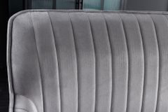 Design Sitzbank TURIN 160cm silbergrau Samt schwarz Metall Armlehne