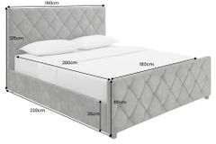 Design Boxbett ELYSIUM 180x200cm dunkelgrau Samt mit Stauraum und Lattenrost
