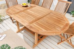 Ausziehbarer Gartentisch EMPIRE TEAK 120-180cm natur Massivholz oval