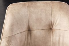 Design Stuhl LOFT champagner Samt drehbar Metallgestell schwarz mit Armlehne