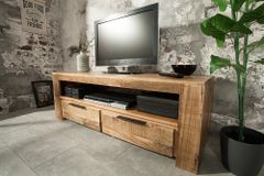 Massives TV-Board IRON CRAFT 130cm Mangoholz Lowboard 2 Schubladen