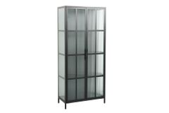 Industrial Vitrine DURA STEEL 180cm schwarz Metall Riffelglas Highboard