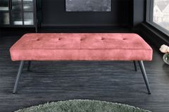 Design Sitzbank BOUTIQUE 100cm altrosa Samt schwarze Metallbeine Polsterbank