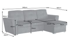 Ecksofa mit Schlaffunktion APARTMENT beidseitig aufbaubar grau Strukturstoff inkl. Stauraum