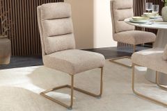 Design Freischwinger Stuhl COMFORT beige Strukturstoff mit Metallgestell