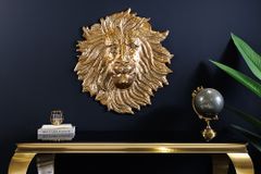 Goldene Wanddeko WILDLIFE LION 60cm gold Metall Löwenkopf-Skulptur handmade