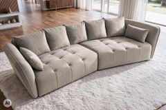 Modernes Big Sofa ROYAL 295cm greige Veloursstoff Federkern XXL-Couch