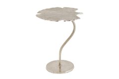 Dekorativer Beistelltisch GINKGO LEAF 55cm silber handmade Metall