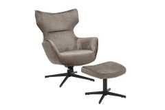 Drehbarer Sessel VOGUE taupe Samt schwarze Metallbeine mit Armlehne