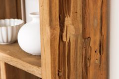Massives Bücherregal JAVA 200cm natur recyceltes Teakholz Standregal Raumtrenner