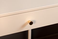 Industrial Beistelltisch SLIM LINE 50cm weiß Metall mit Schublade Nachttisch