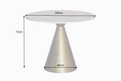Runder Esstisch ELEGANCIA 100cm messing weiß Marmor Eisen mit Säulenfuß
