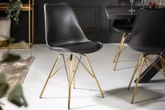 Design Stuhl SCANDINAVIA MEISTERSTÜCK schwarz goldene Beine
