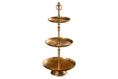Design Etagere ORIENT 65cm gold im Wild Hammerschlag mit drei Etagen