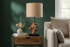 Treibholz Tischlampe HYPNOTIC 60cm natur Leinen-Schirm