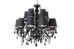 Design Kronleuchter BLACK CRYSTAL XL 80cm schwarz Acryl 15-armig Lüster mit Schirmen