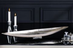 Deko Schale SILVER LEAF 80cm silber handmade Aluminium