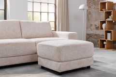 Moderner Hocker LOFT 75cm champagner beige Chenille Nosagfederung Taschenfederkern