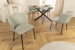 Design Stuhl LYON mint Cord schwarze Metallbeine