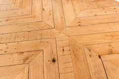 Massivholz Esstisch MOSAIK 160cm natur Pinienholz recycelt Sterngestell