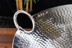 Handgearbeitete Deko Schale ORIENT 55cm silber Metall Hammerschlag Design