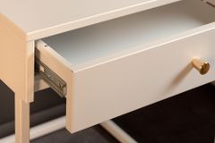 Industrial Beistelltisch SLIM LINE 50cm weiß Metall mit Schublade Nachttisch