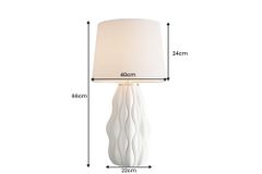 Moderne Tischlampe ELEGANCIA 65cm weiß gold Keramik weißer Leinenschirm
