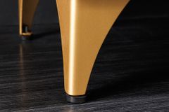 Handgearbeitetes TV-Lowboard GOLDEN SUNSET 180cm schwarz mit 3D Schnitzereien gold Mangoholz massiv Metallfüße