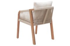 In- und Outdoor Gartenstuhl BALI ROPE natur beige Akazie wetterfest mit Armlehne Kissen