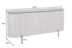 Massives Sideboard ADLON 170cm grau gebürstet Mangoholz mit weißer Marmorplatte