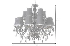 Design Kronleuchter BLACK CRYSTAL XL 80cm schwarz Acryl 15-armig Lüster mit Schirmen