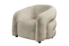 Moderner Design Sessel VOGUE 95cm beige Samt mit Armlehnen und Nosagfederung
