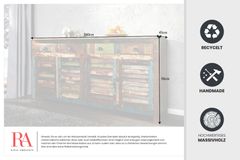 Einzigartiges Sideboard JAKARTA 160cm bunt recyceltes Massivholz aus Fischerbooten