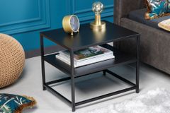 Moderner Beistelltisch DURA STEEL 50cm schwarz Metall mit Ablagefach