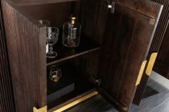 Design Sideboard GATSBY 170cm braun gold Mangoholz weiße Marmorplatte