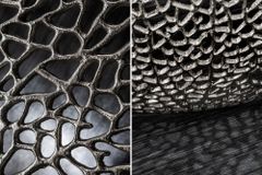 Filigraner Design Couchtisch ABSTRACT LEAF 80cm silber Handarbeit
