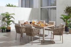 Stapelbarer Stuhl ROPE greige Aluminium Gartensessel inkl. Kissen In- und Outdoor