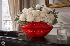 Extravagante Deko-Vase LIP 40cm rot handmade Hochglanz
