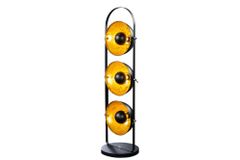 Industrial Stehlampe STUDIO 130cm schwarz Blattgold-Optik 3 neigbare Schirme