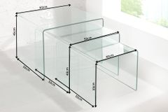 Design 3er Set Glas Couchtisch FANTOME 60cm Beistelltische transparent