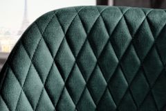 Design Barhocker PARIS petrol Samt Ziersteppung Fußkappen gold mit Armlehnen