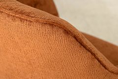 Drehbarer Retro Stuhl AVIGNON rost braun Chenille schwarze Metallbeine