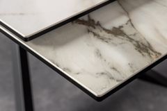 Ausziehbarer Esstisch EUPHORIA 180-220-260cm weiß Carrara Oro Keramik schwarz Metall