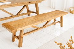 Massive Sitzbank RIVIERA 180cm natur recyceltes Pinienholz Landhaus-Stil