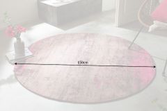 Vintage Teppich MODERN ART 150cm beige pink verwaschen rund Used Look